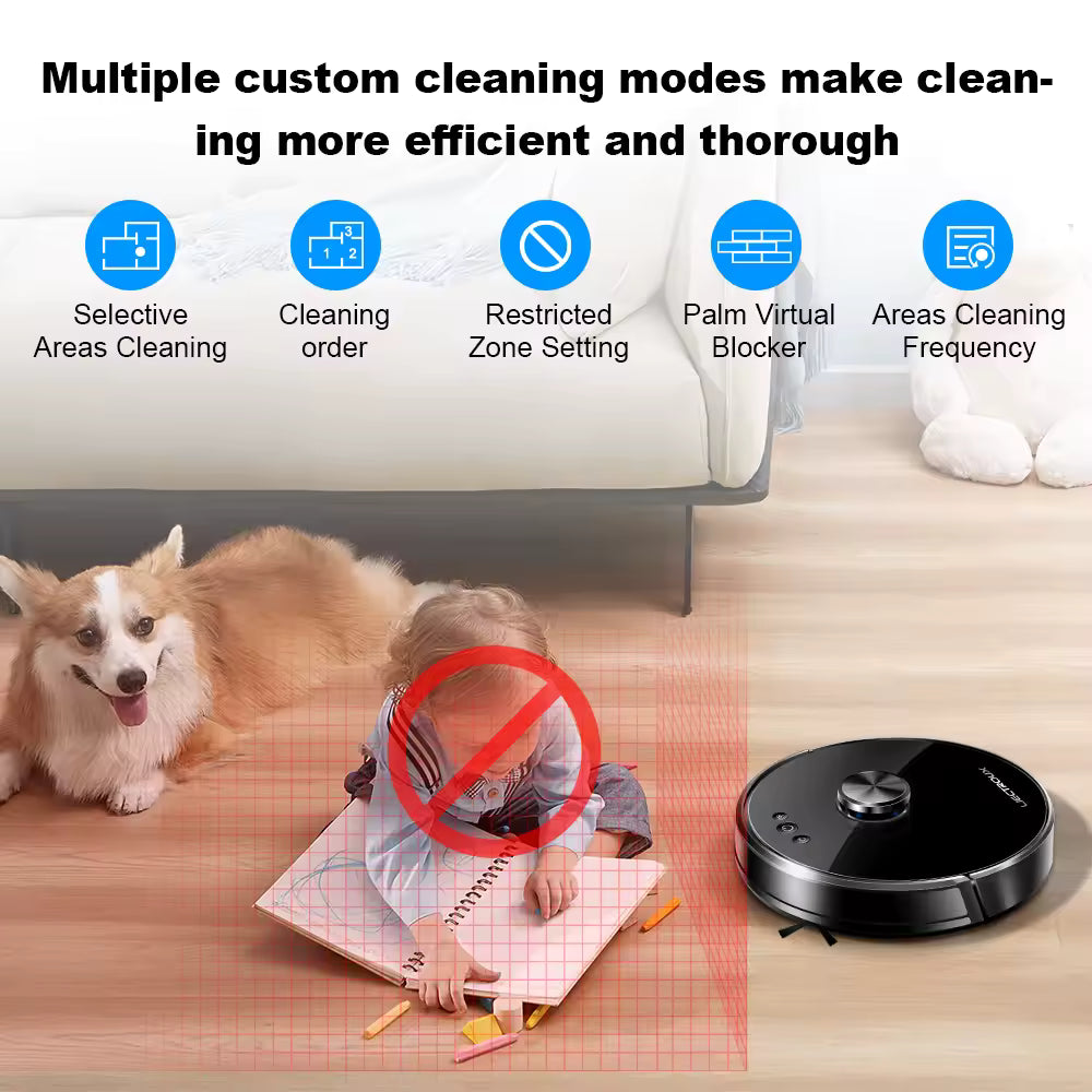 Robot aspirador Liectroux/LILIN X6, sistema láser, mapas multicapa, configuración de área restringida para limpieza de alfombras en el hogar