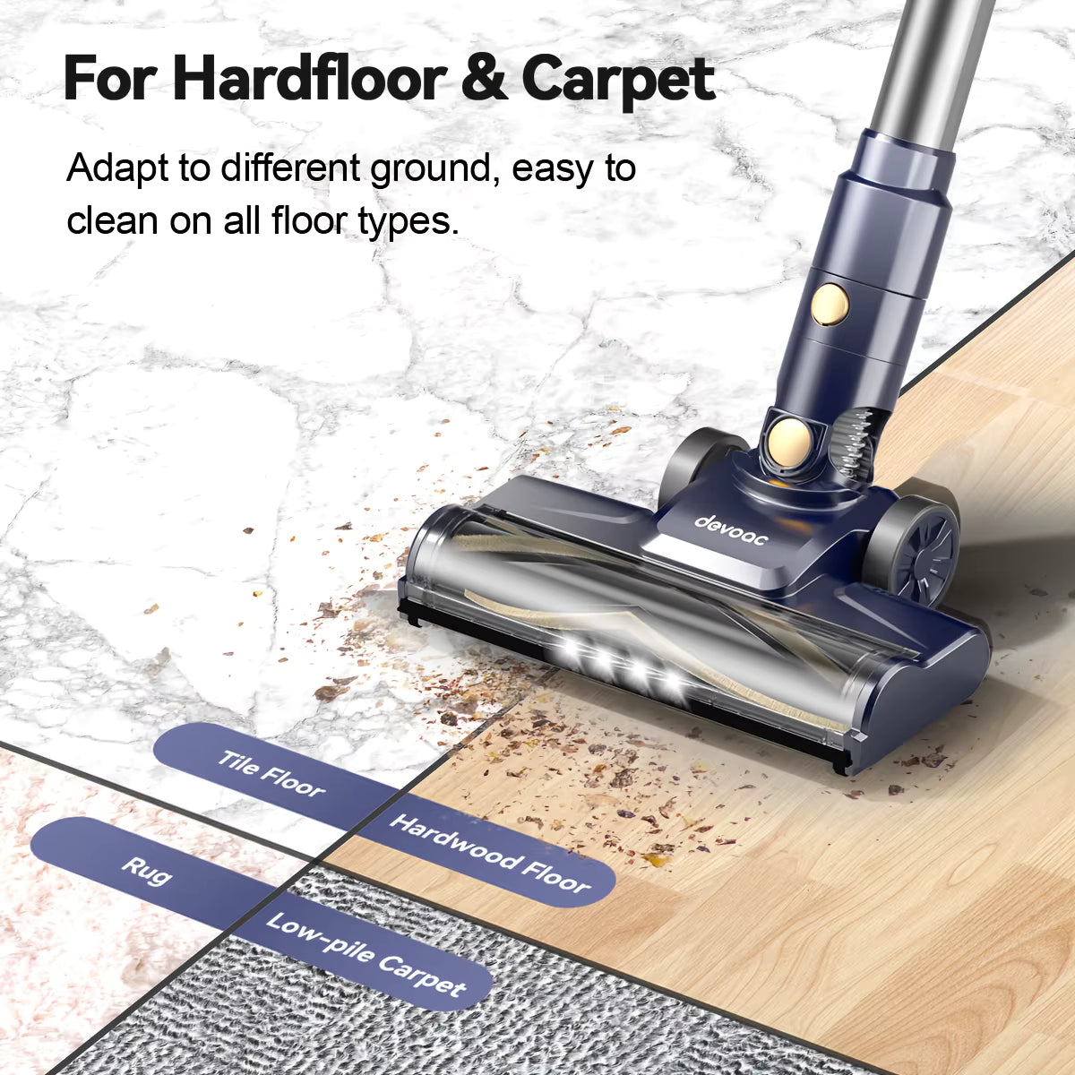 Corded Vacuum Cleaner Free-Stand Stick Vacuum 25KPa 600W Powerful 6 in1 Lightweight Handheld Cleaner for Carpet Pet Hair