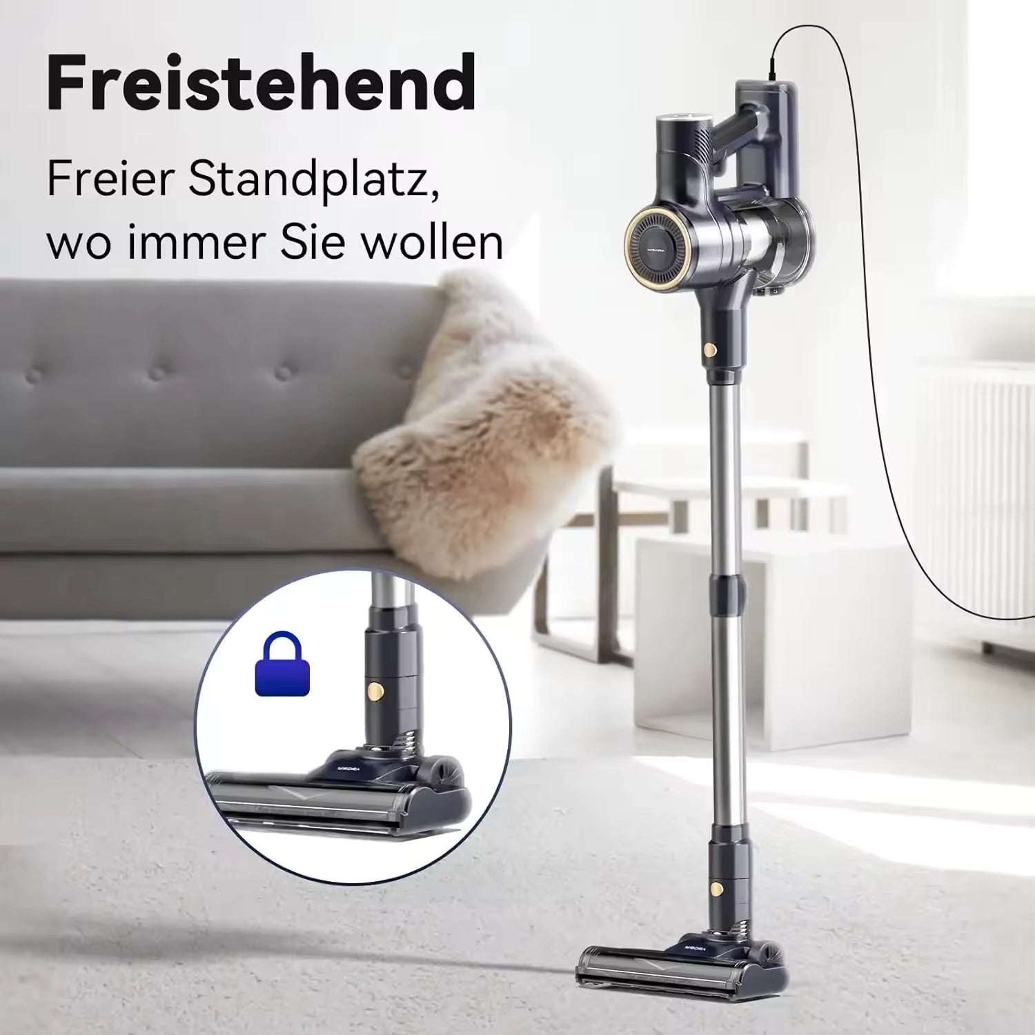 Corded Vacuum Cleaner Free-Stand Stick Vacuum 25KPa 600W Powerful 6 in1 Lightweight Handheld Cleaner for Carpet Pet Hair